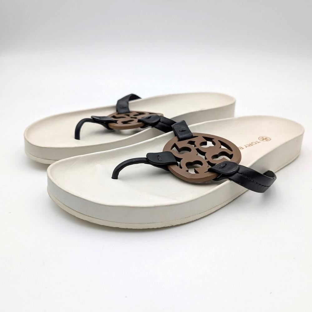 Tory Burch Miller Cloud Sandal Womens Perfect Black/Almond Flour Sz US10M EU40